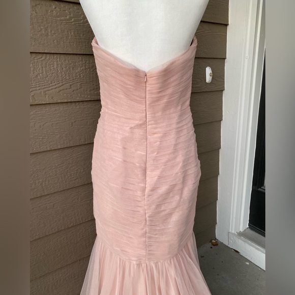 Amsale soft tulle bridesmaid formal long dress in blush, size 12 - Picture 8 of 12